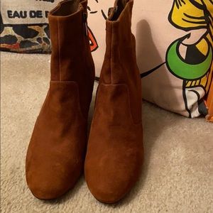 Gorgeous wedge cognac bootie